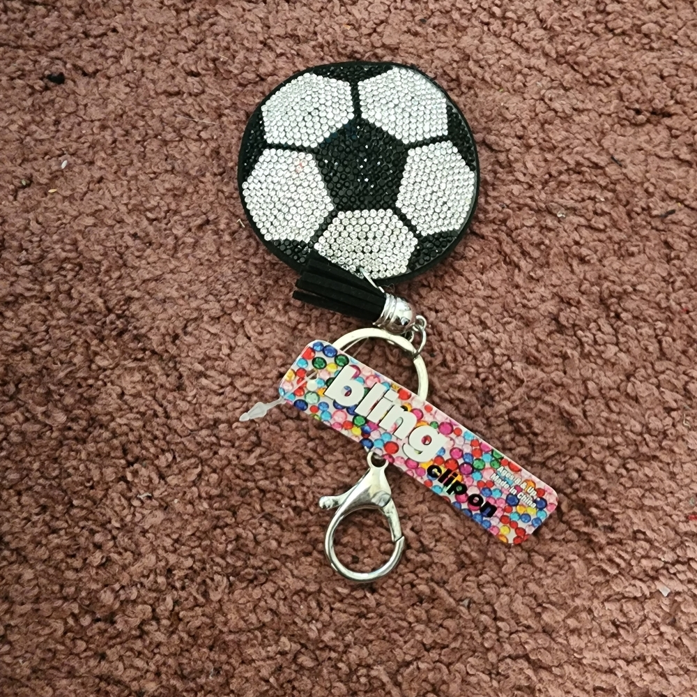 Bling soccerball keychain